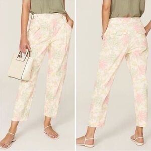 Ted Baker Aphraa Floral Pink Cream Tapered Ankle Pants Spring | Size 1 S 25 EUC